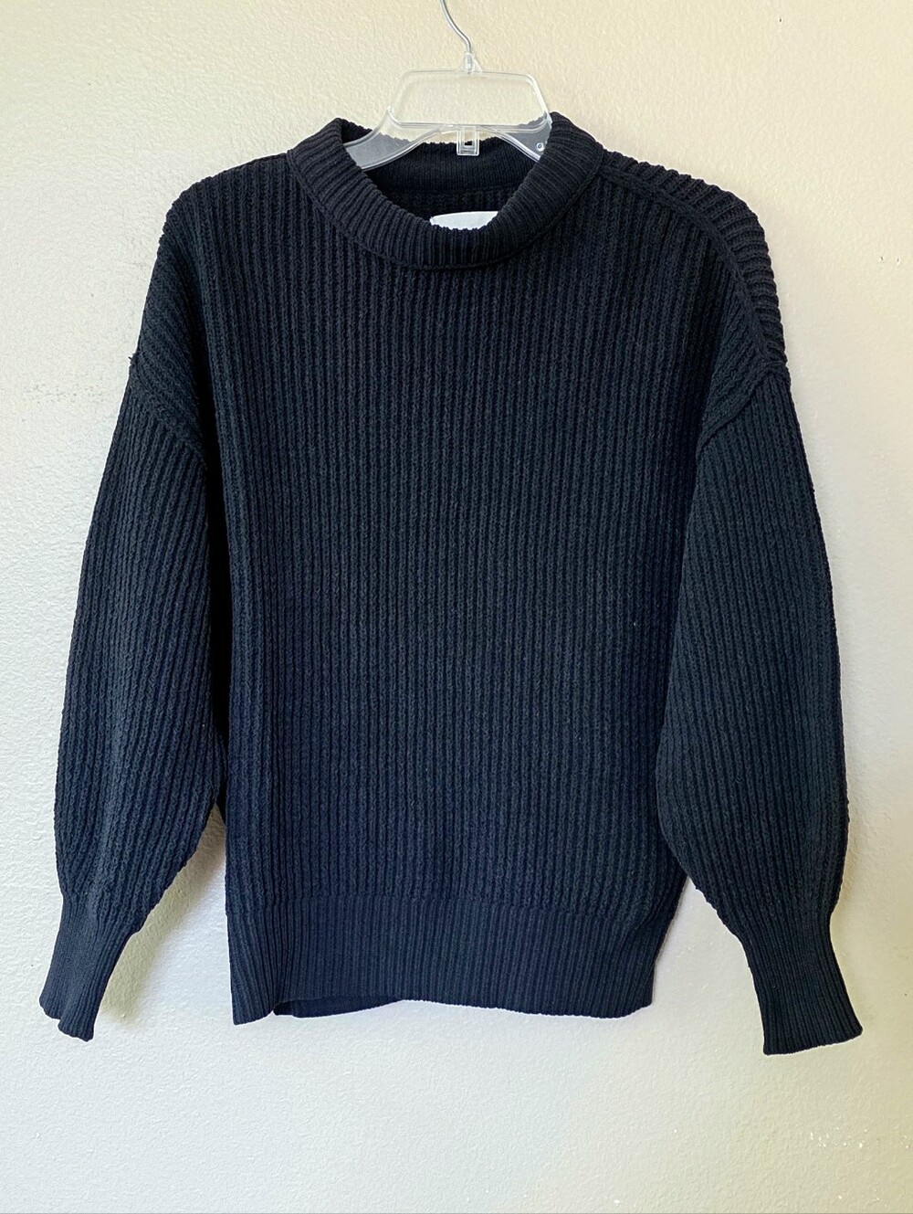 Aerie Womens Black Oversized Shaker Knit Mock Neck Sweater - Size XS